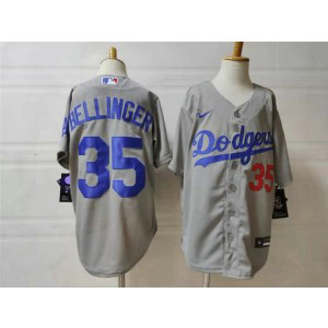 MLB Dodgers 35 Cody Bellinger Grey Nike Cool Base Youth Jersey