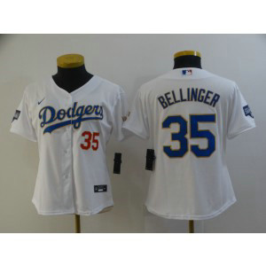 MLB Dodgers 35 Cody Bellinger White Cool Base Women Jersey
