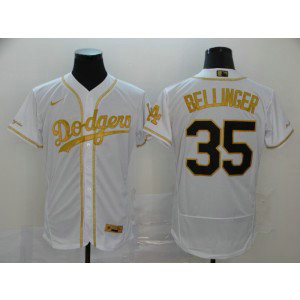 MLB Dodgers 35 Cody Bellinger White Gold 2020 Nike Flexbase Men Jersey