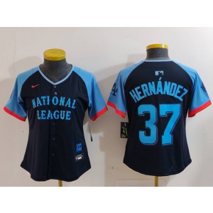 MLB Dodgers 37 Hernandez Black 2024 All-Star Nike Cool Base Women Jersey