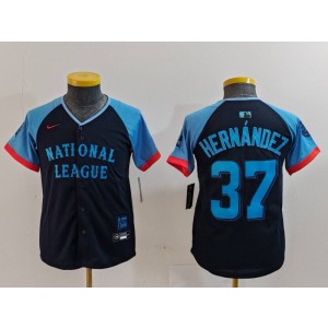 MLB Dodgers 37 Hernandez Black 2024 All-Star Nike Cool Base Youth Jersey