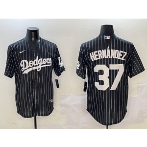 MLB Dodgers 37 Hernandez Black Nike Cool Base Men Jersey