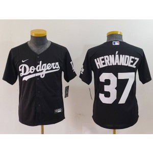 MLB Dodgers 37 Hernandez Black Nike Cool Base Youth Jersey
