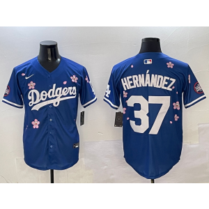 MLB Dodgers 37 Hernandez Blue 2025 Tokyo Series Nike Cool Base Men Jersey