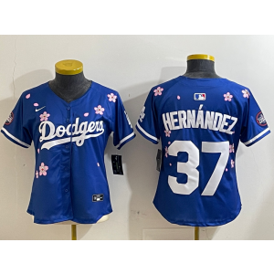 MLB Dodgers 37 Hernandez Blue 2025 Tokyo Series Nike Cool Base Youth Jersey