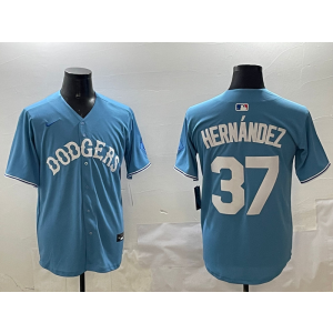MLB Dodgers 37 Hernandez Blue Blue Nike Cool Base Men Jersey