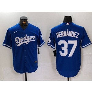 MLB Dodgers 37 Hernandez Blue Nike Cool Base Men Jersey