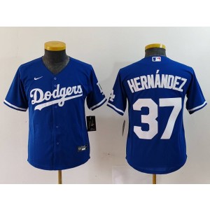 MLB Dodgers 37 Hernandez Blue Nike Cool Base Youth Jersey