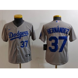 MLB Dodgers 37 Hernandez Grey Nike Cool Base Youth Jersey