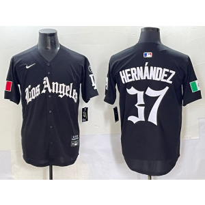 MLB Dodgers 37 Hernandez New Black Mexico Nike Cool Base Men Jersey