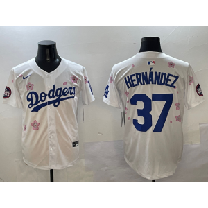 MLB Dodgers 37 Hernandez White 2025 Tokyo Series Nike Cool Base Men Jersey