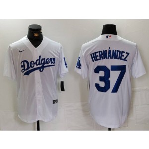 MLB Dodgers 37 Hernandez White Nike Cool Base Men Jersey