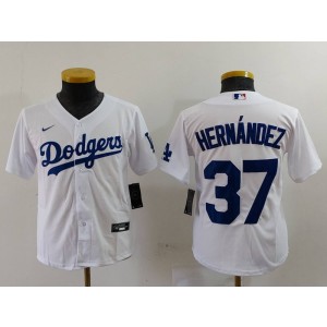 MLB Dodgers 37 Hernandez White Nike Cool Base Youth Jersey