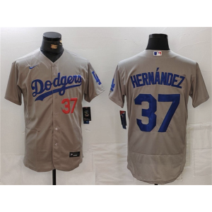 MLB Dodgers 37 grey Teoscar Hernandez Grey Nike Cool Base Men Jersey