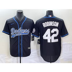 MLB Dodgers 42 Jackie Robinson Black Baseball Nike Cool Base Men Jersey