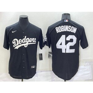 MLB Dodgers 42 Jackie Robinson Black Cool Base Baseball Men Jersey
