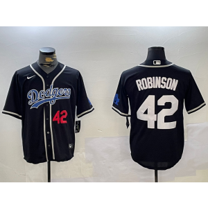MLB Dodgers 42 Jackie Robinson Black Cool Base Men Jersey
