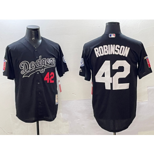 MLB Dodgers 42 Jackie Robinson Black Nike Cool Base Men Jersey