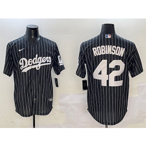 MLB Dodgers 42 Jackie Robinson Black Nike Cool Base Men Jersey