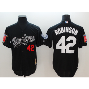 MLB Dodgers 42 Jackie Robinson Black Throwback Cool Base Men Jersey