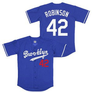 MLB Dodgers 42 Jackie Robinson Blue Cool Base Men Jersey