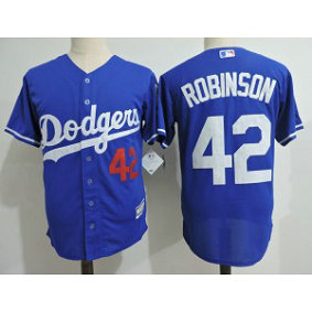 MLB Dodgers 42 Jackie Robinson Blue New Cool Base Men Jersey