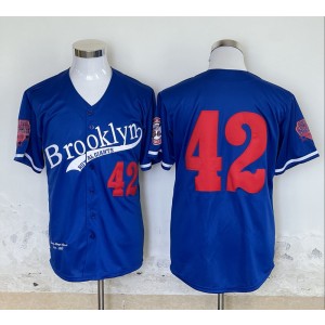 MLB Dodgers 42 Jackie Robinson Blue Throwback Men Jersey