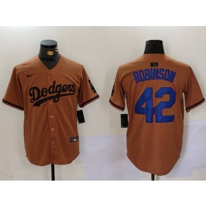 MLB Dodgers 42 Jackie Robinson Brown Nike Cool Base Men Jersey