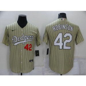 MLB Dodgers 42 Jackie Robinson Cream Nike Cool Base Men Jersey