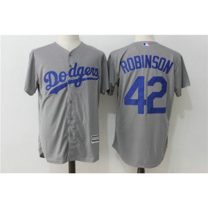 MLB Dodgers 42 Jackie Robinson Grey Cool Base Men Jersey