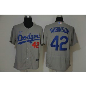 MLB Dodgers 42 Jackie Robinson Grey Nike Cool Base Men Jersey