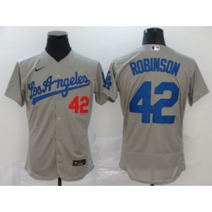 MLB Dodgers 42 Jackie Robinson Grey Nike Cool Base Men Jerseys