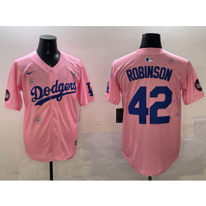 MLB Dodgers 42 Jackie Robinson Pink 2025 Tokyo Series Nike Cool Base Men Jersey