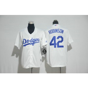 MLB Dodgers 42 Jackie Robinson White Cool Base Youth Jerseys