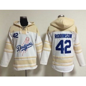 MLB Dodgers 42 Jackie Robinson White Men Sweatshirt Hoodie