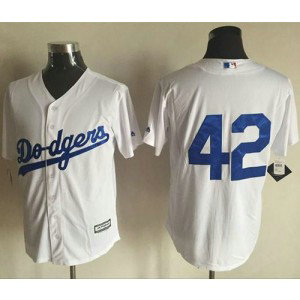 MLB Dodgers 42 Jackie Robinson White New Cool Base Men Jersey