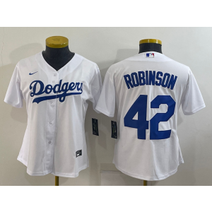 MLB Dodgers 42 Jackie Robinson White Nike Cool Base Women Jersey