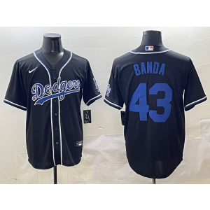 MLB Dodgers 43 Banda Black Blue Nike Cool Base Men Jersey