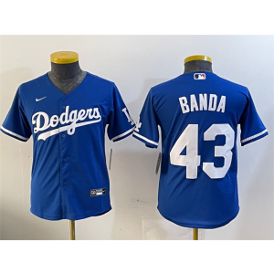 MLB Dodgers 43 Banda Blue Nike Cool Base Women Jersey