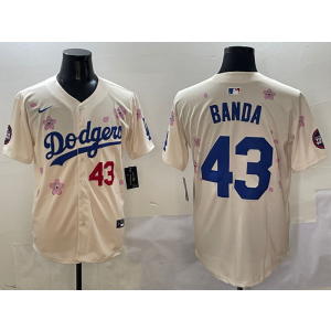 MLB Dodgers 43 Banda Cream 2025 Tokyo Series Nike Cool Base Men Jersey