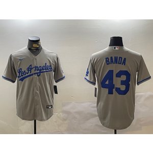 MLB Dodgers 43 Banda Grey Nike Cool Base Men Jersey