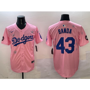 MLB Dodgers 43 Banda Pink 2025 Tokyo Series Nike Cool Base Men Jersey