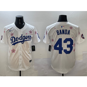 MLB Dodgers 43 Banda White 2025 Tokyo Series Nike Cool Base Men Jersey