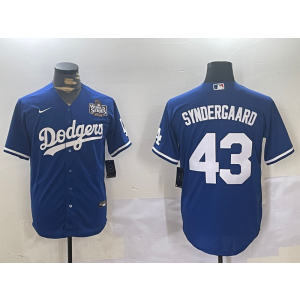 MLB Dodgers 43 Syndergaard Blue 2024 World Series Nike Cool Base Men Jersey