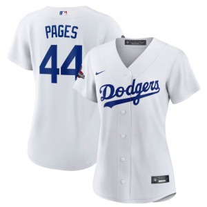 MLB Dodgers 44 Andy Pages White 2024 World Series Champions Cool Base Women Jersey(Run Small)