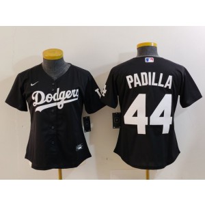 MLB Dodgers 44 Padilla Black Nike Cool Base Women Jersey