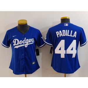 MLB Dodgers 44 Padilla Blue Nike Cool Base Women Jersey