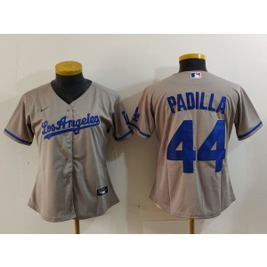 MLB Dodgers 44 Padilla Grey Nike Cool Base Women Jersey