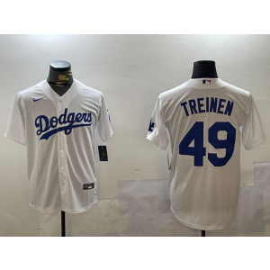 MLB Dodgers 49 Treinen White Nike Cool Base Men Jersey
