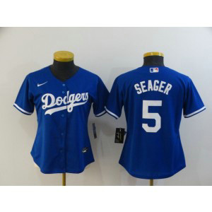 MLB Dodgers 5 Corey Seager Blue 2020 Nike Cool Base Women Jersey